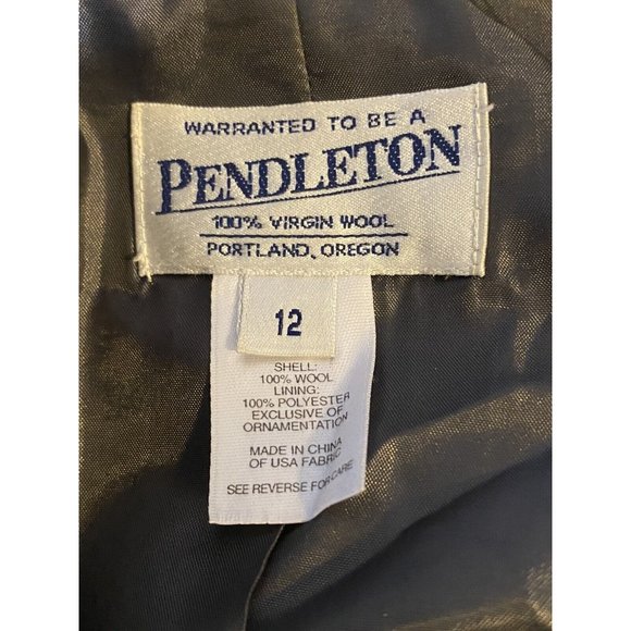 Pendleton Career Blazer Womens Sz 12 Gray Embroidered Sleeves 100% Virgin Wool - Picture 7 of 7